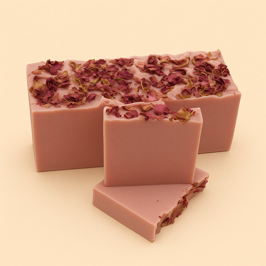 Handmade Noctelle Enchanted Rose Soap with natural rose petals and soft floral aroma.